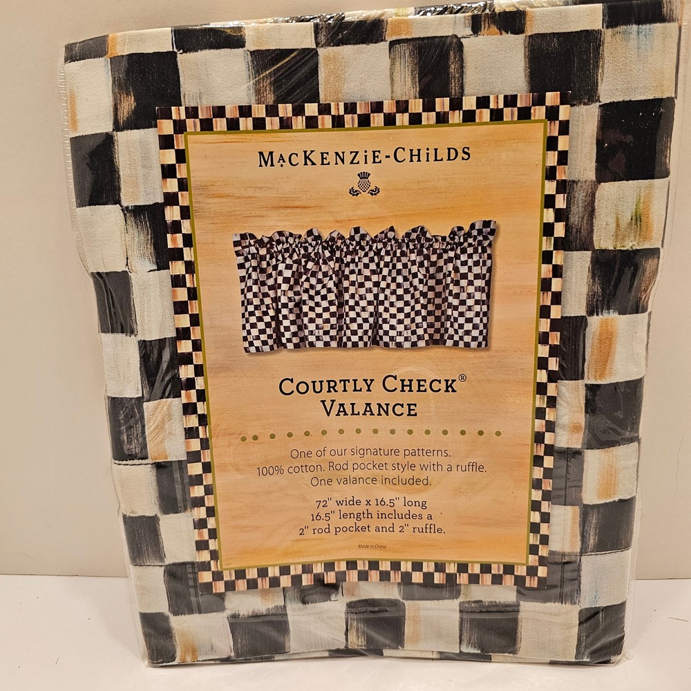 MacKenzie-Childs Courtly Check Valance 72x16.5 Cotton Ruffle 76184-040 NEW